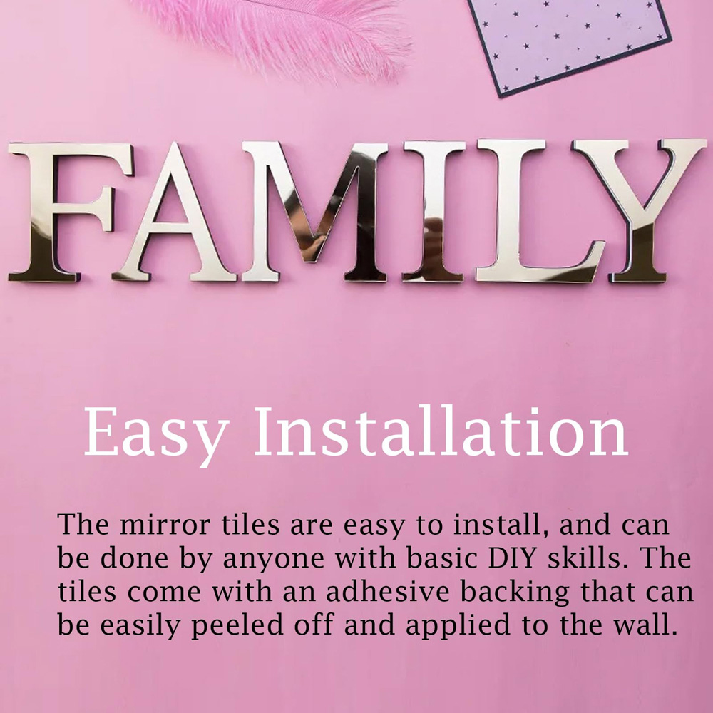 ATEK Self-Adhesive Mirror Effect Reflective Family Wall Sticker Image 4