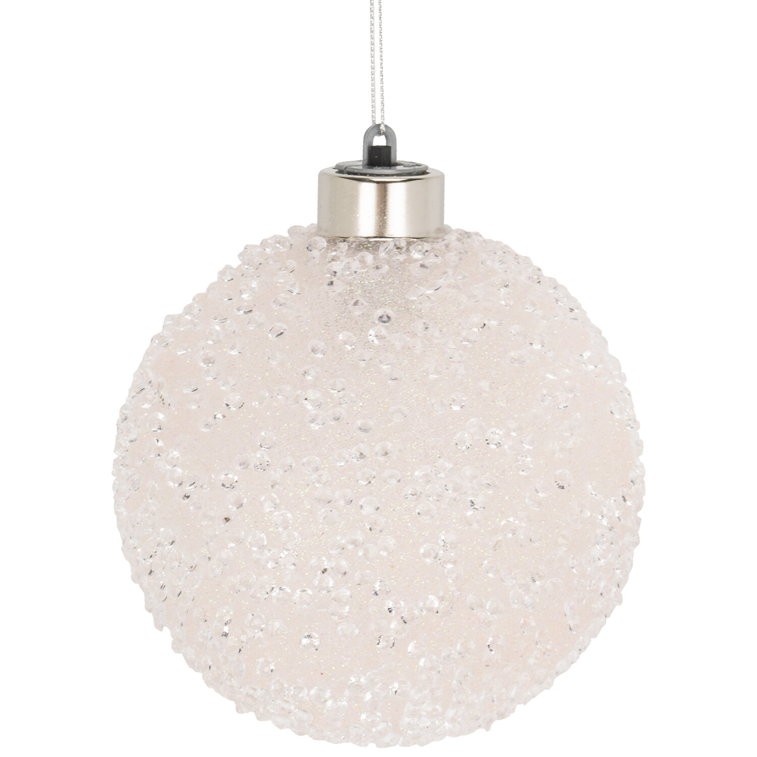 Embellished LED Blush Glass Bauble - Pink Image
