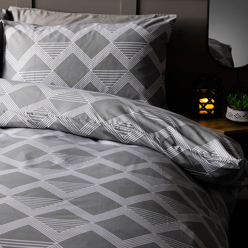 Serene Maddox Super King Grey Duvet Set Image 2