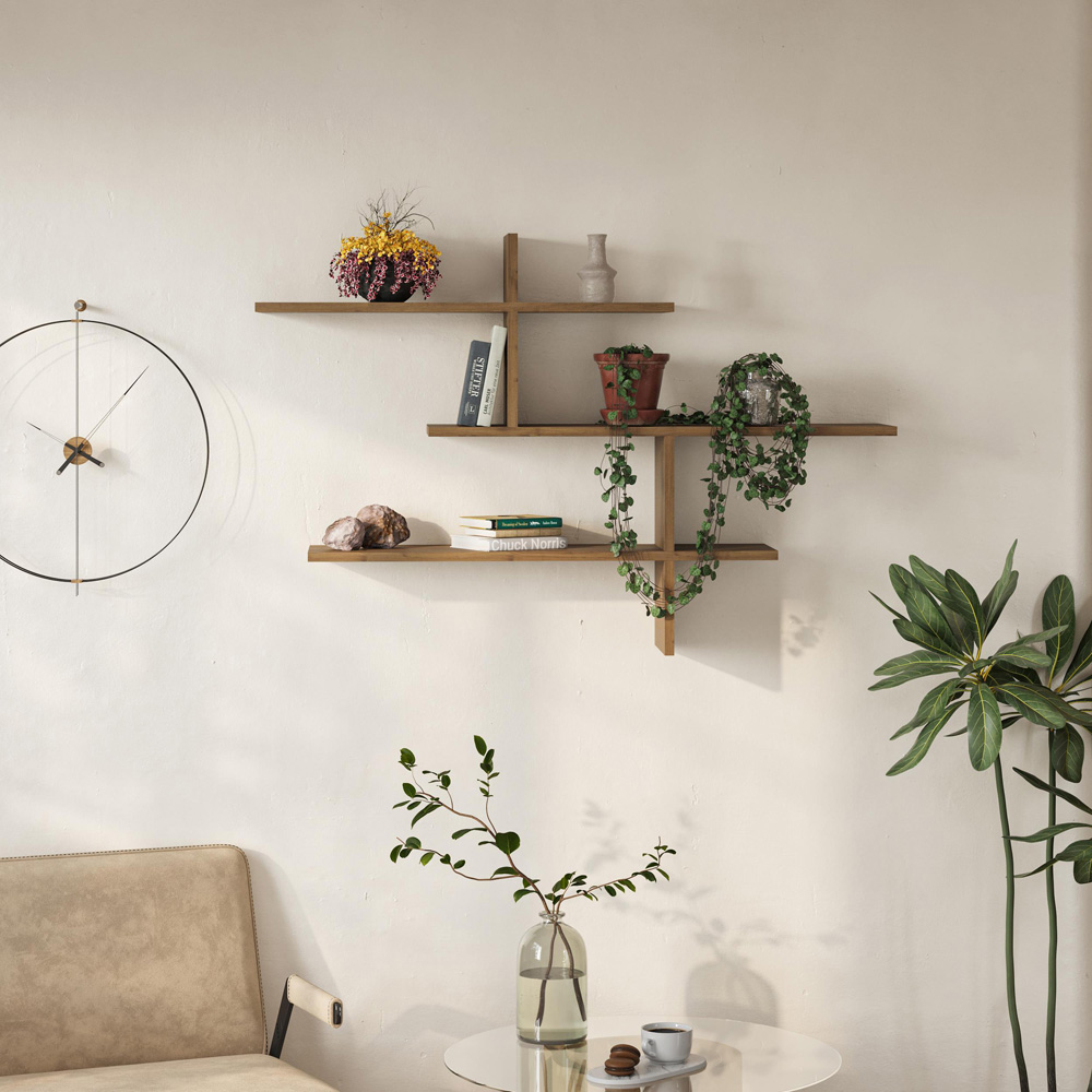 Decortie Leo Dark Oak Effect Modern Floating Shelf Image 3