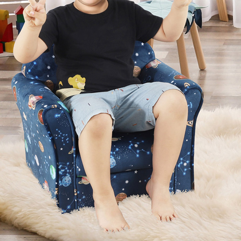 HOMCOM Kids Single Seat Planet Design Blue Sofa Image 3