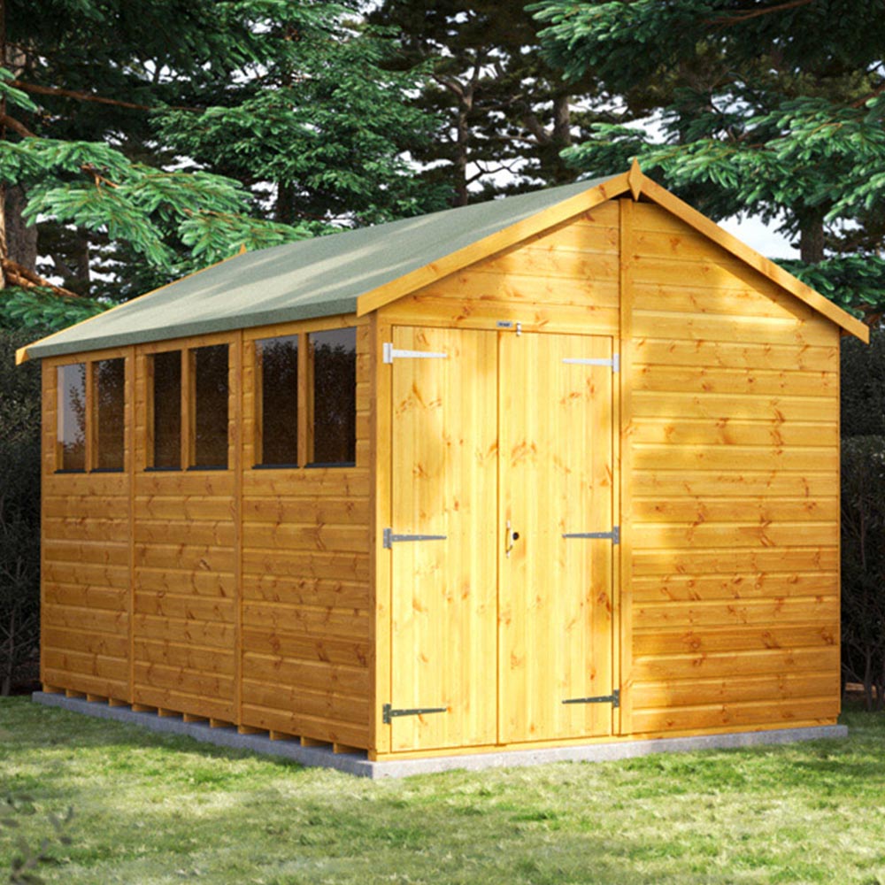 Power Sheds 12 x 8ft Double Door Apex Wooden Shed with Window Image 2