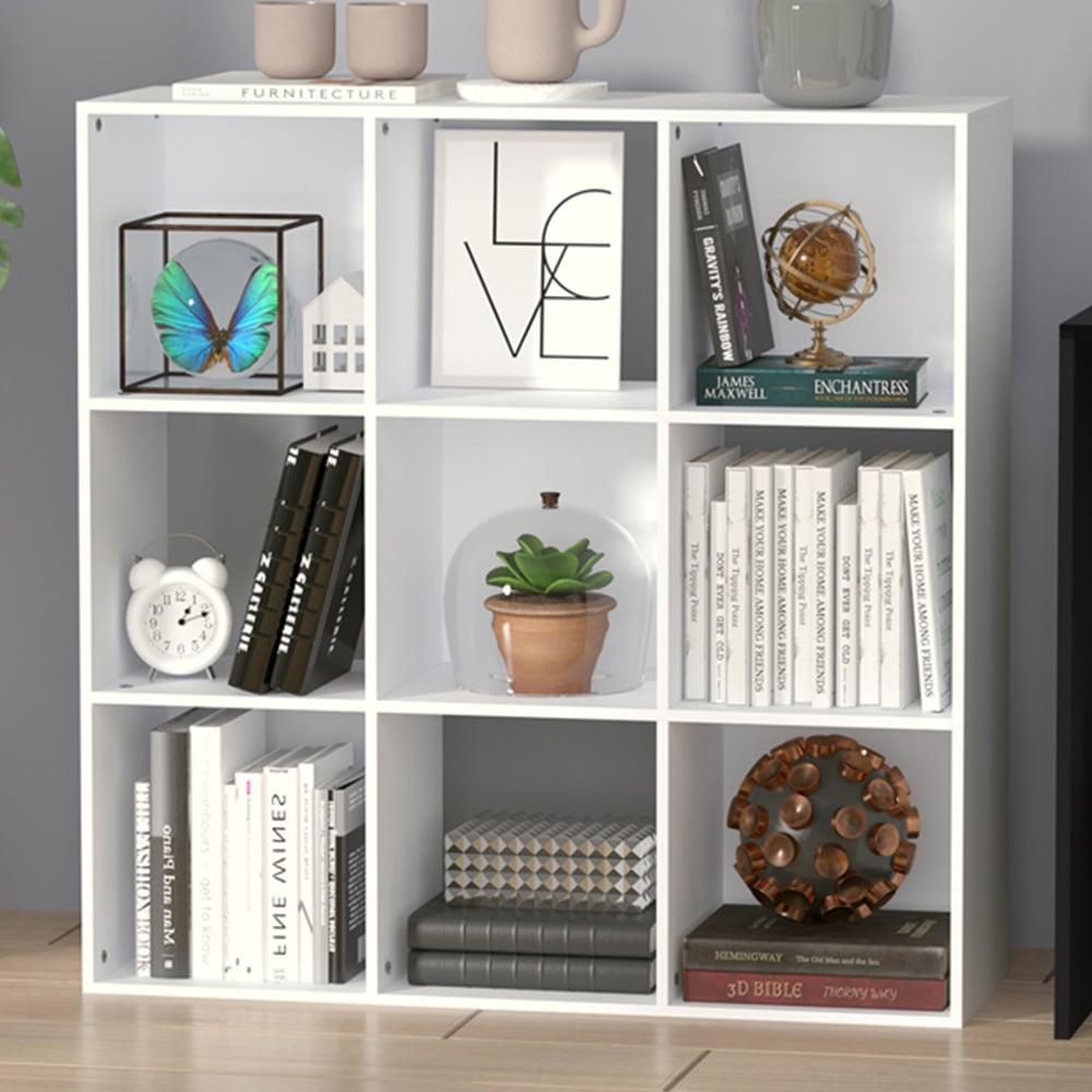 HOMCOM 9 Cube White Storage Cupboard Bookshelf Image 1