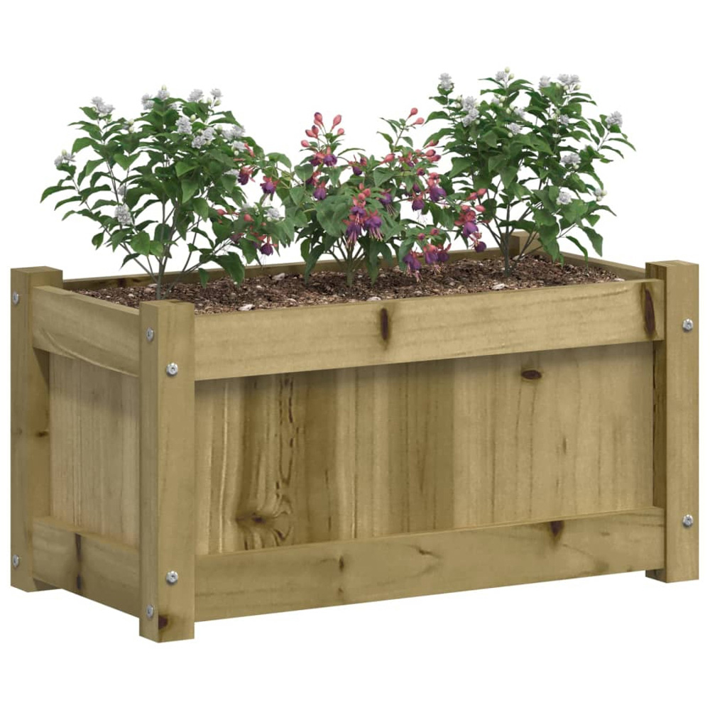 vidaXL Natural Impregnated Pine Wood Garden Planter 31 x 60 x 31cm Image 3