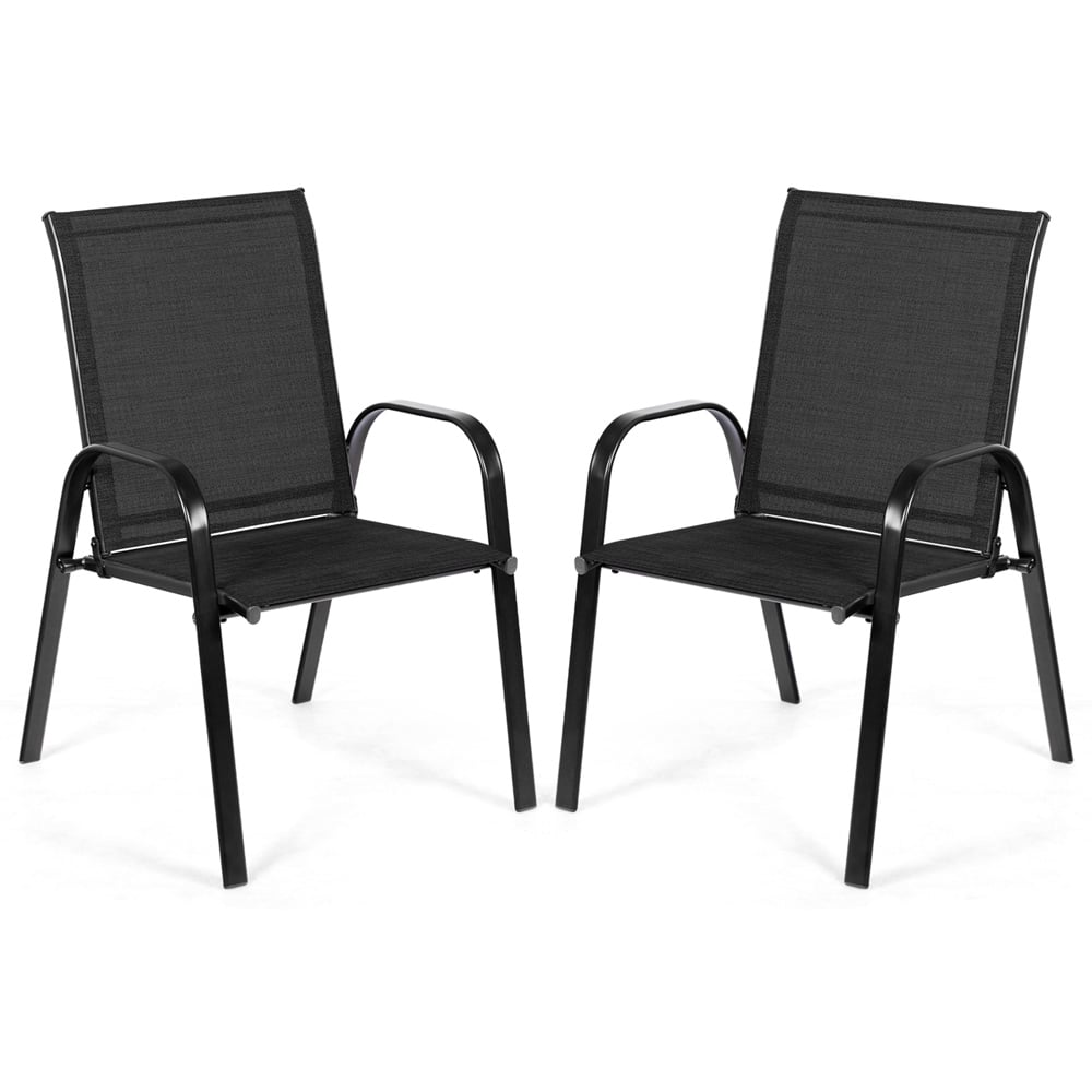 Costway Set of 2 Black Steel Garden Chairs Image 2