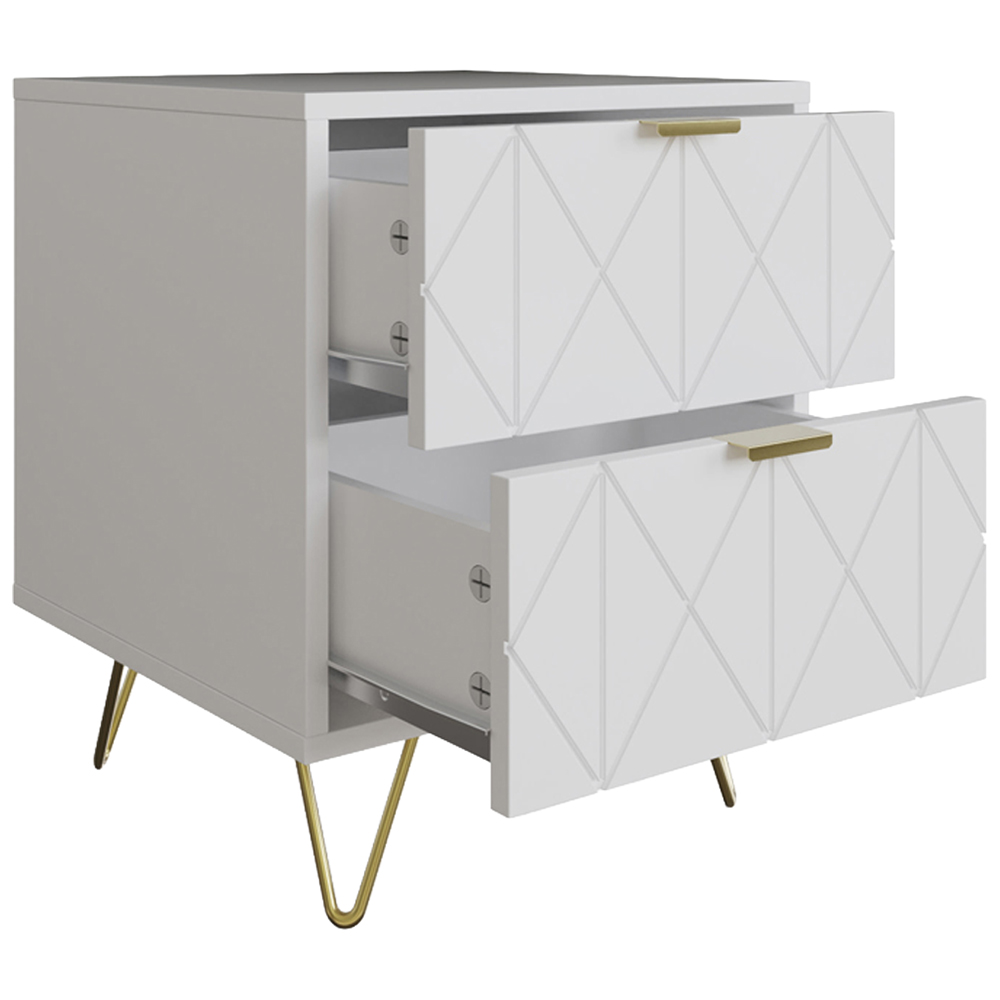 GFW Alora 2 Drawer White Bedside Table Image 4