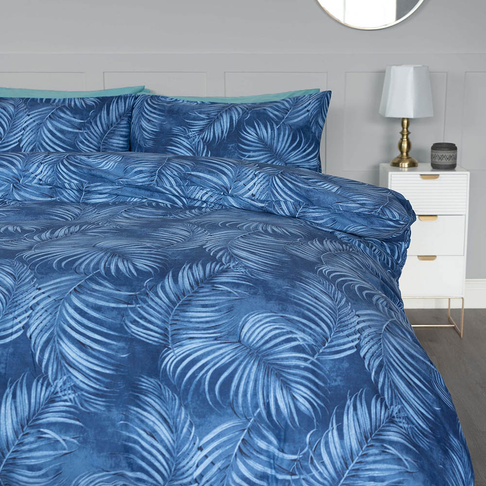 Serene King Size Blue Eden Duvet Cover Set Wilko