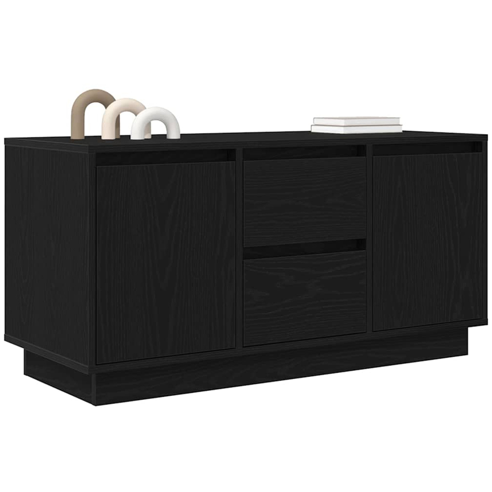 vidaXL 2 Door 2 Drawer Black Oak LED TV Cabinet Image 4