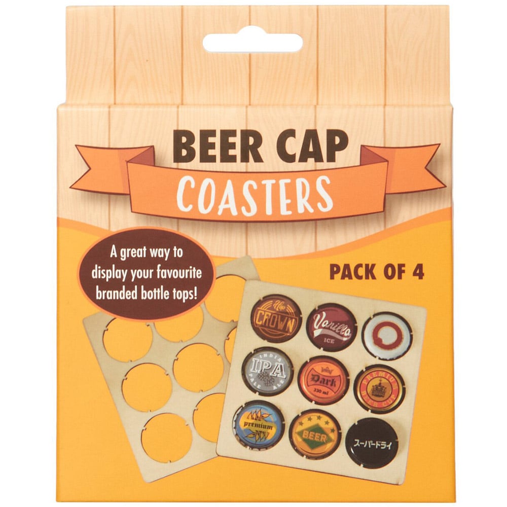 4 Pack Brown Beer Cap Coasters Image 2