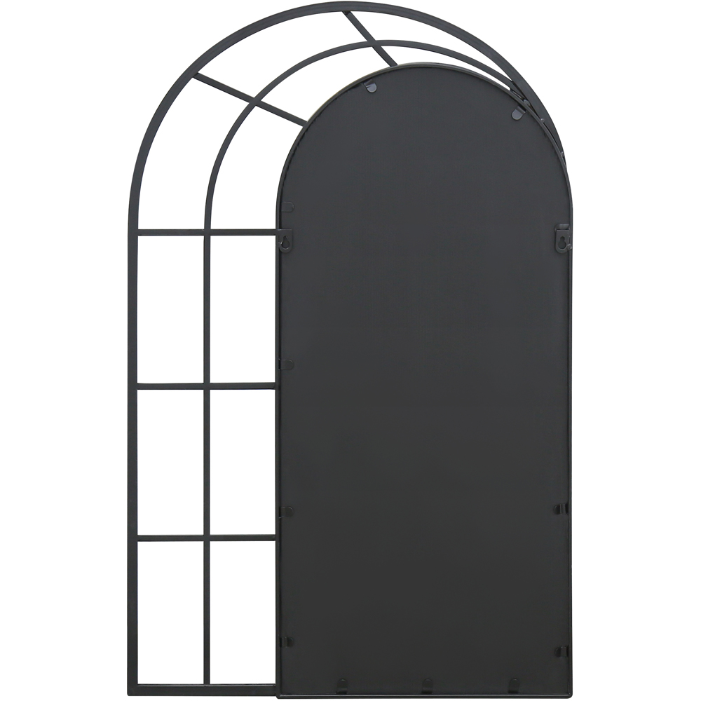 Charles Bentley Paris Black Arch Window Outdoor Wall Mirror 95 x 60cm Image 3