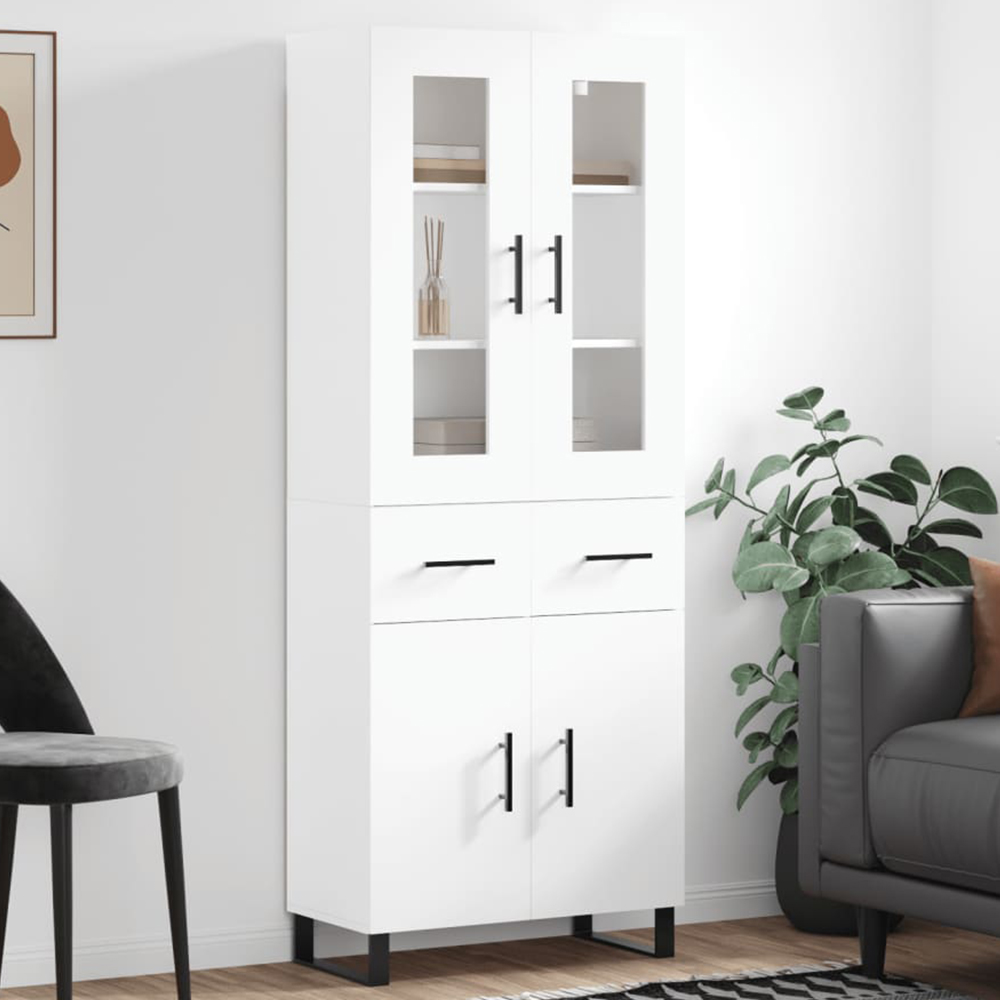 vidaXL 4 Door 2 Drawer White Highboard Image 1