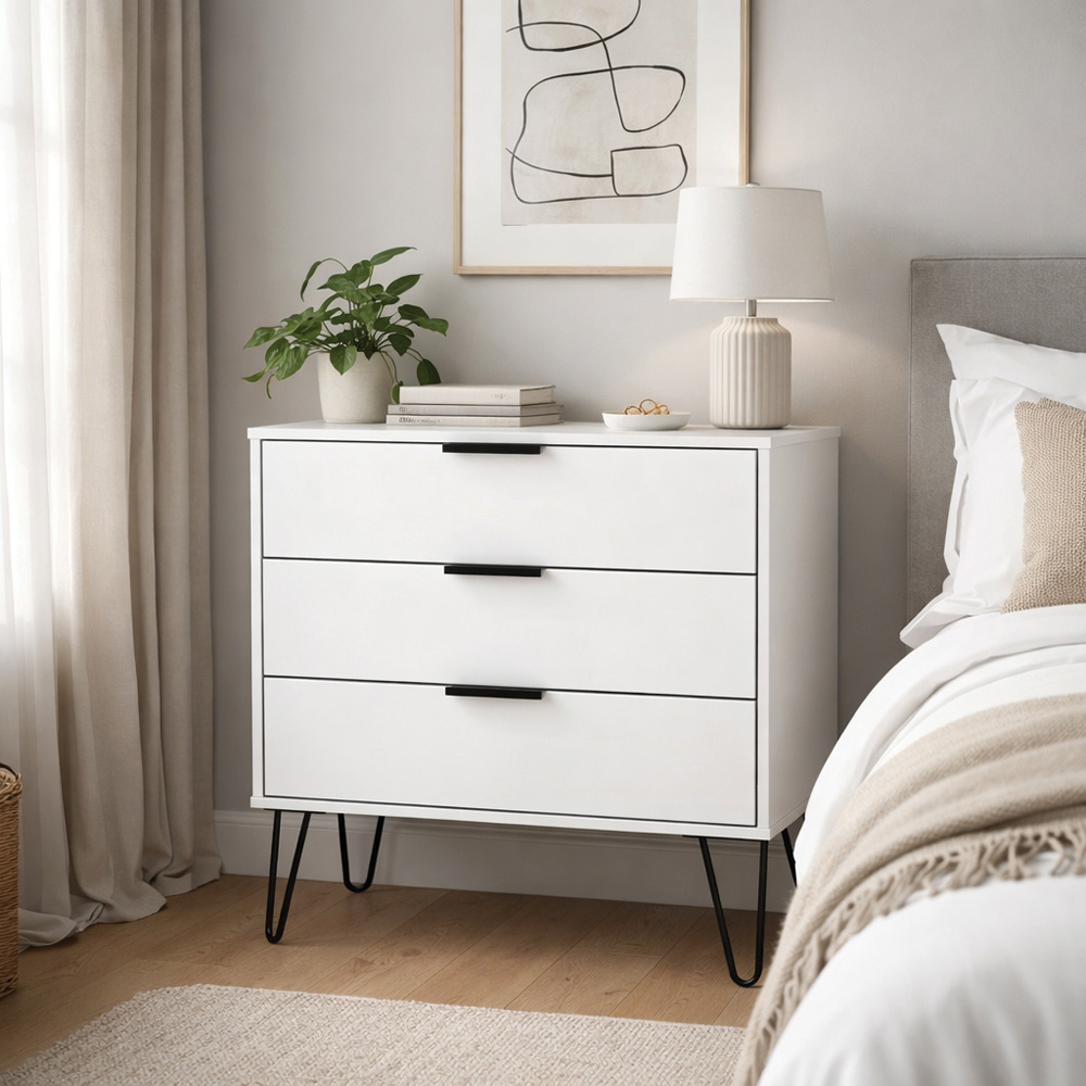 Crowndale Hong Kong 3 Drawer Matt White Chest of Drawers Ready Assembled Image 4
