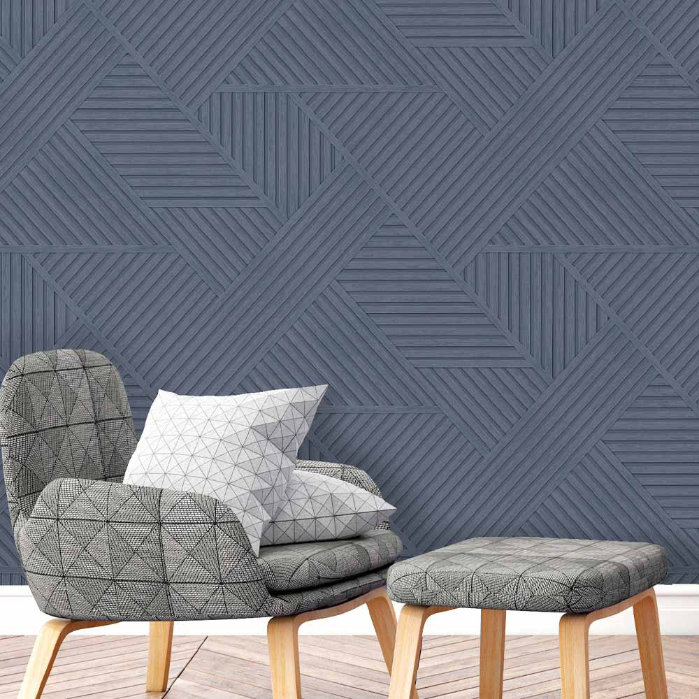 Holden Wood Geometric Dark Blue Wallpaper Image 3