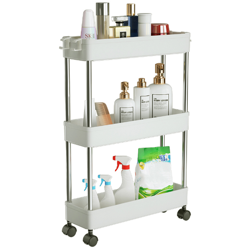 Living And Home WH0706 White Plastic Corner Shelf Rack Multi-Tiered Image 3