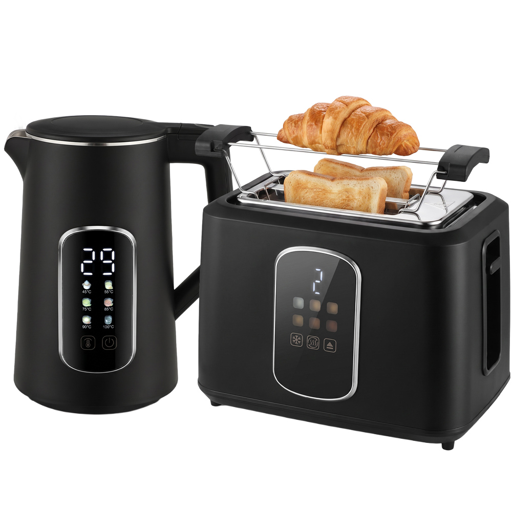 HOMCOM 800-356V70BK Black 1.5L Kettle and 2 Slice Toaster Set Image 1