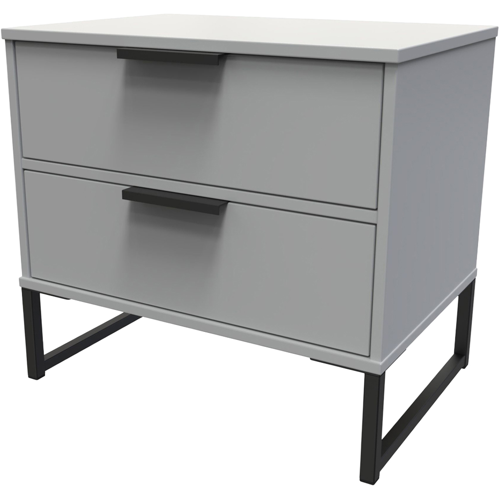 Crowndale Diego 2 Drawer Dusk Grey Bedside Cabinet Ready Assembled Image 3