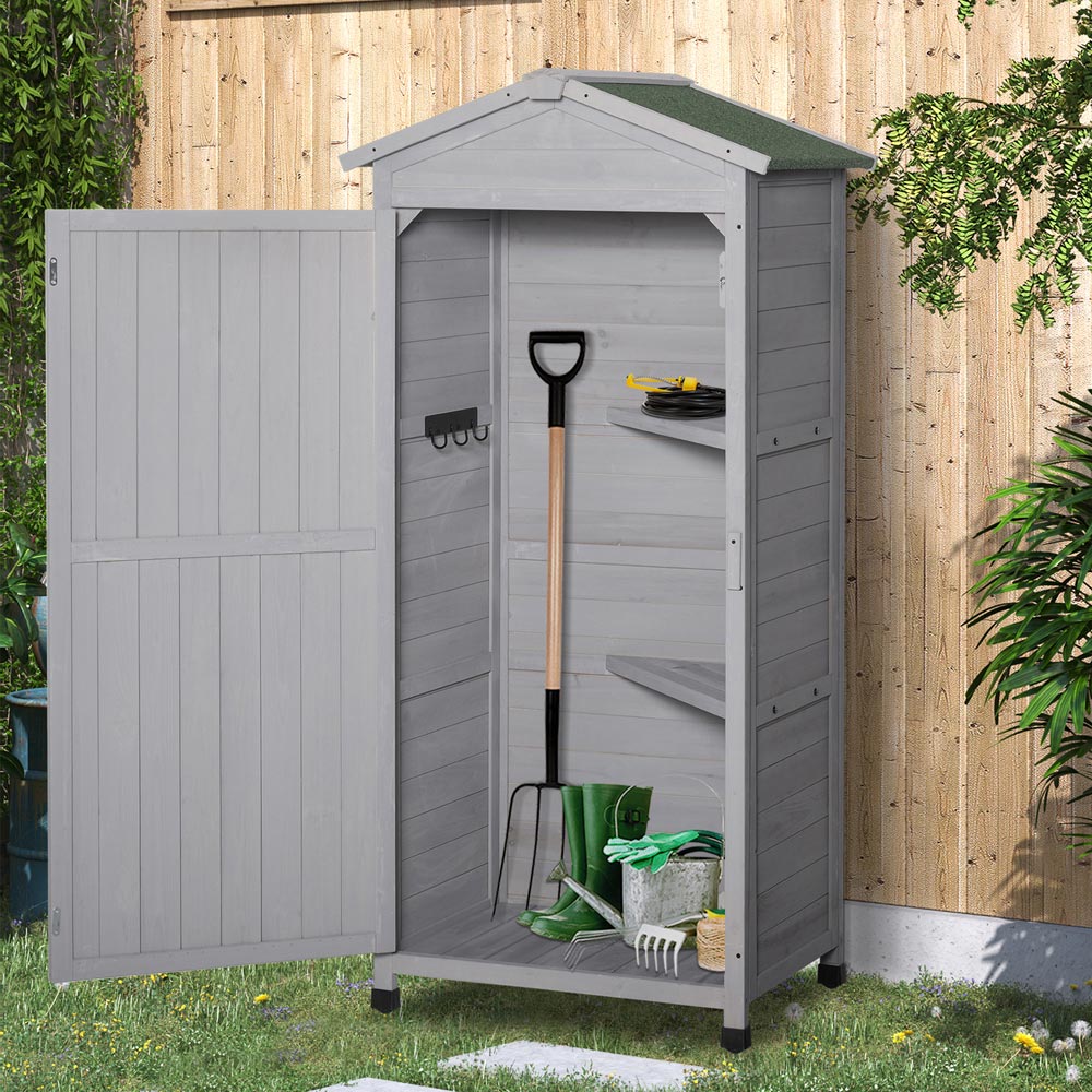 Outsunny 2.4 x 1.5ft Grey Storage Shed Image 2