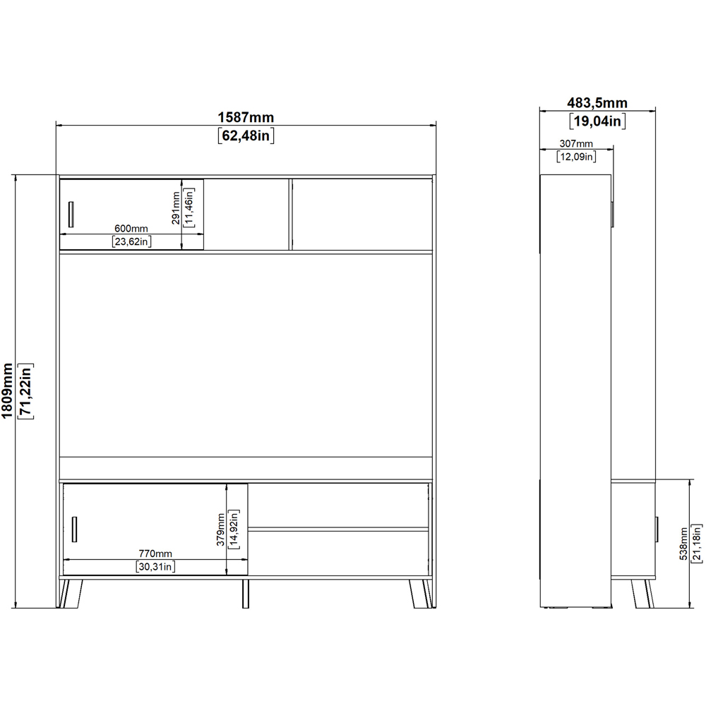 Furniture To Go Ikast 2 Door White and Brown TV Unit Image 8