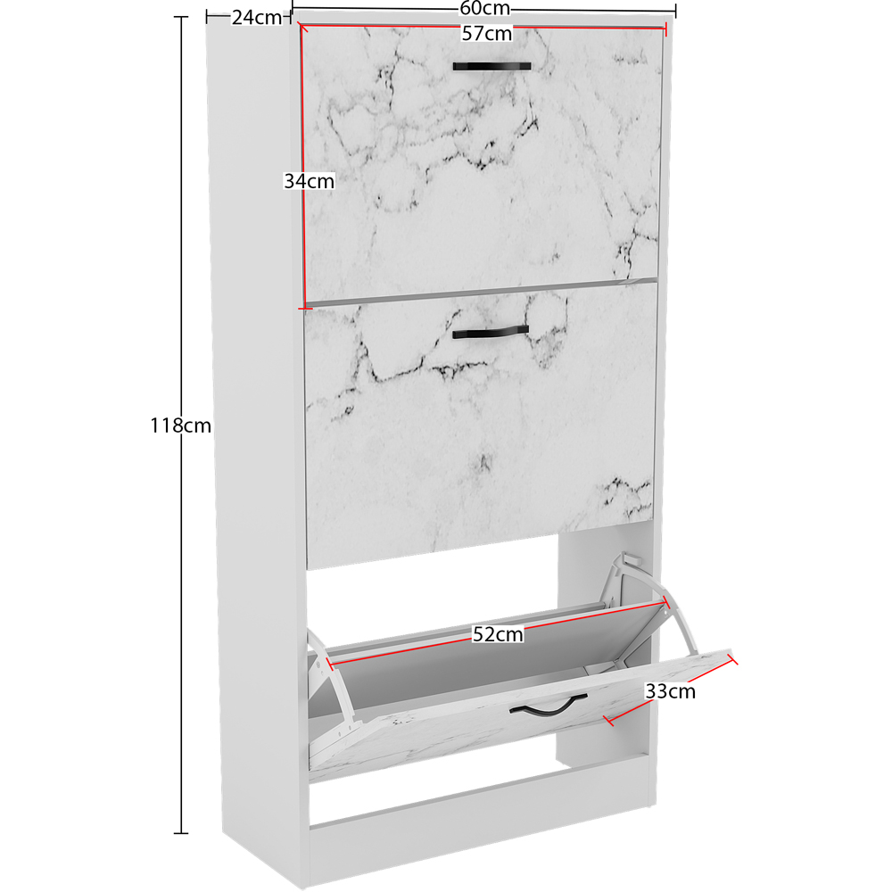Vida Designs 3 Drawer White Marble Shoe Cabinet Image 7