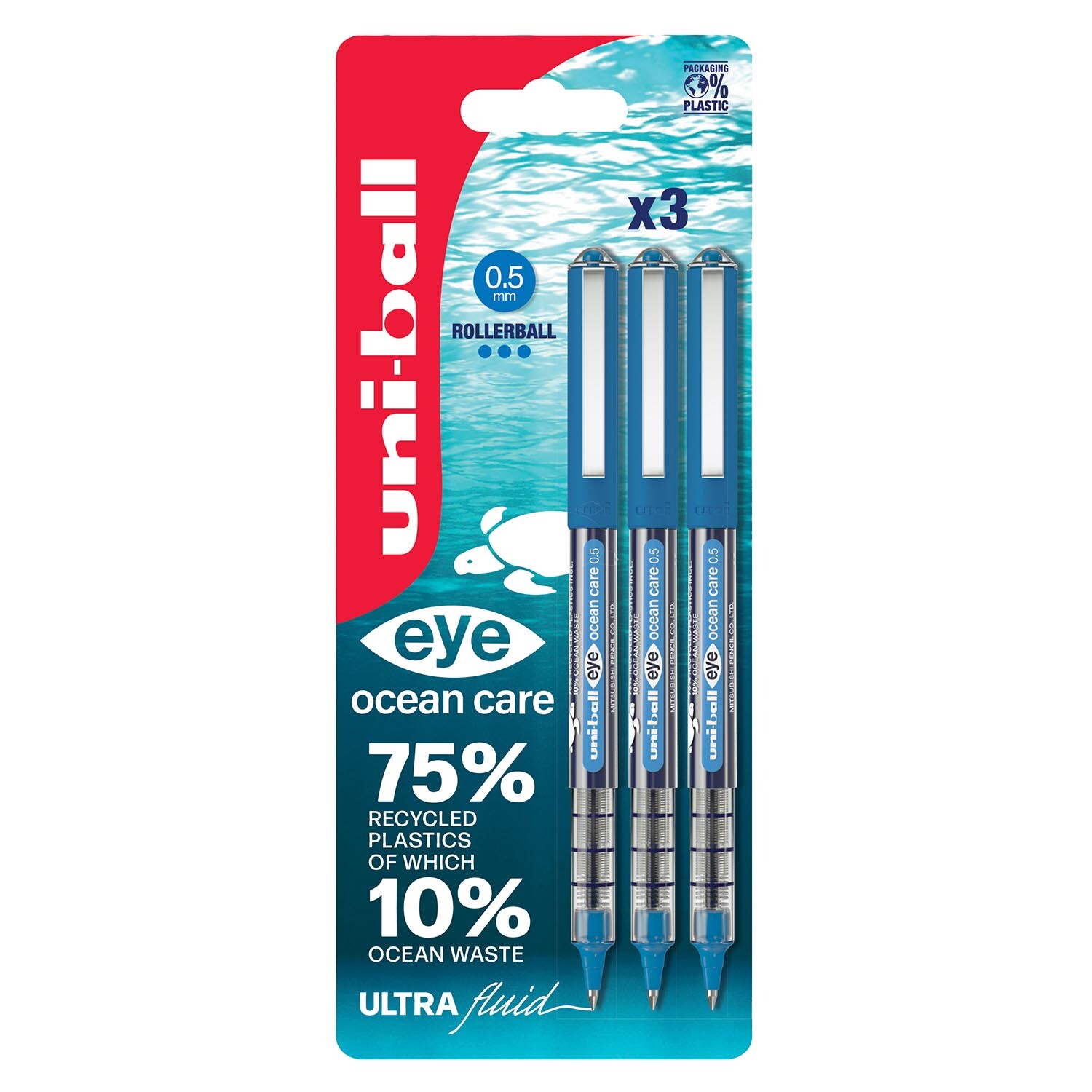 Uniball Blue Eye Ocean Care Pen 3 Pack Image