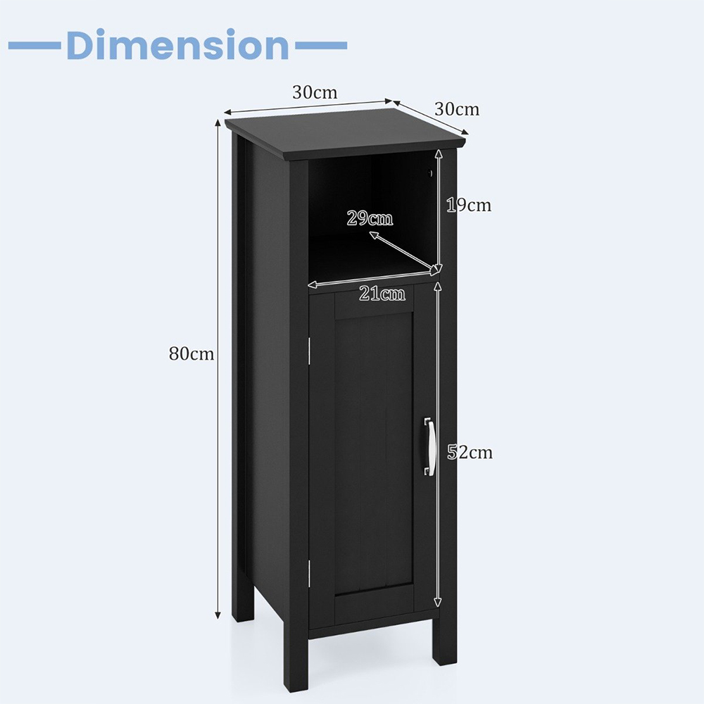Costway Single Door Single Shelf Black Narrow Freestanding Cabinet Image 9