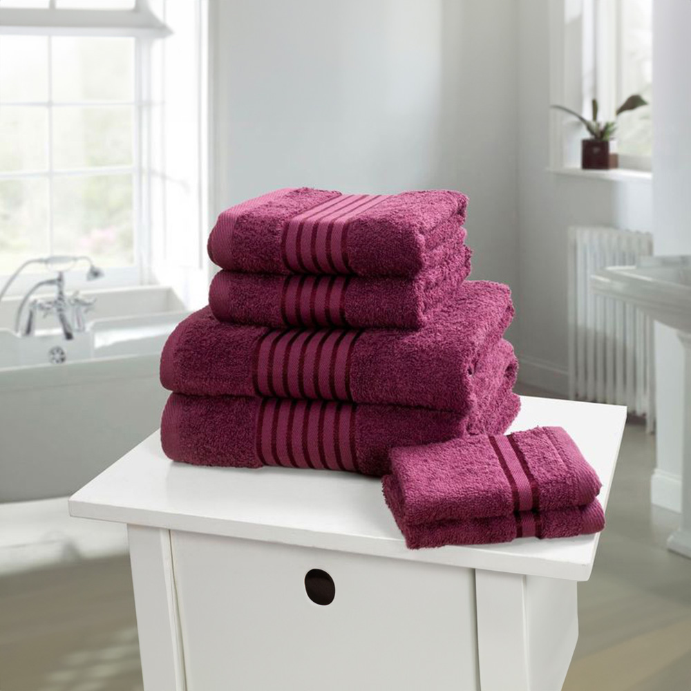 Rapport Home Windsor Pure Cotton Purple Towel Bundle Set of 6 Image 2