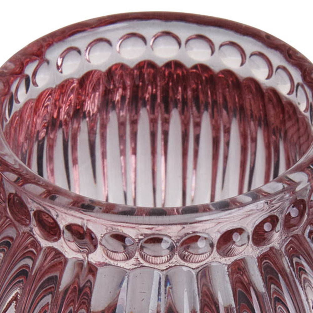 Wilko Vintage Pink Glass Tealight Holder Image 4