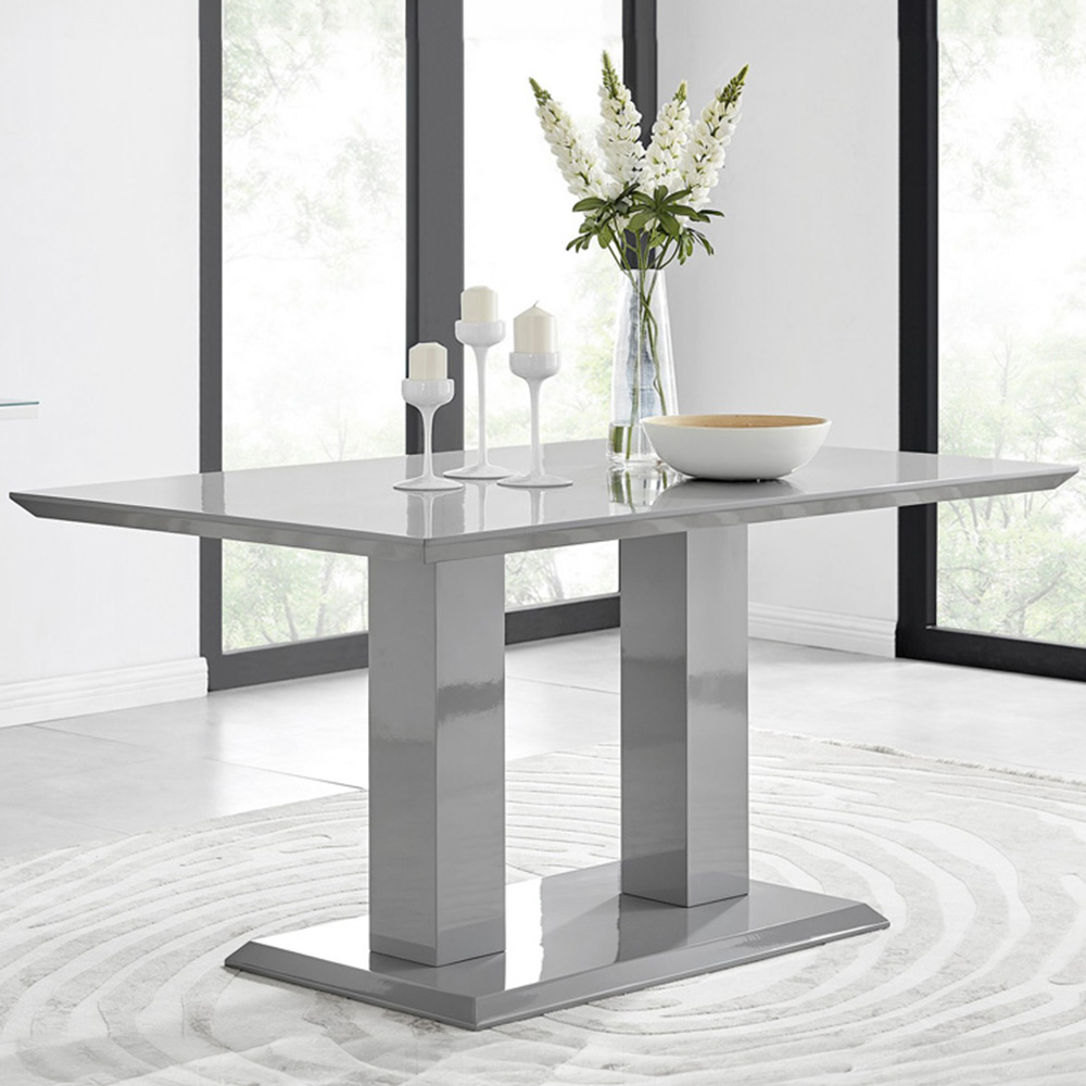 Furniturebox Molini Solara 6 Seater Dining Set Grey Gloss Black and Chrome Image 2