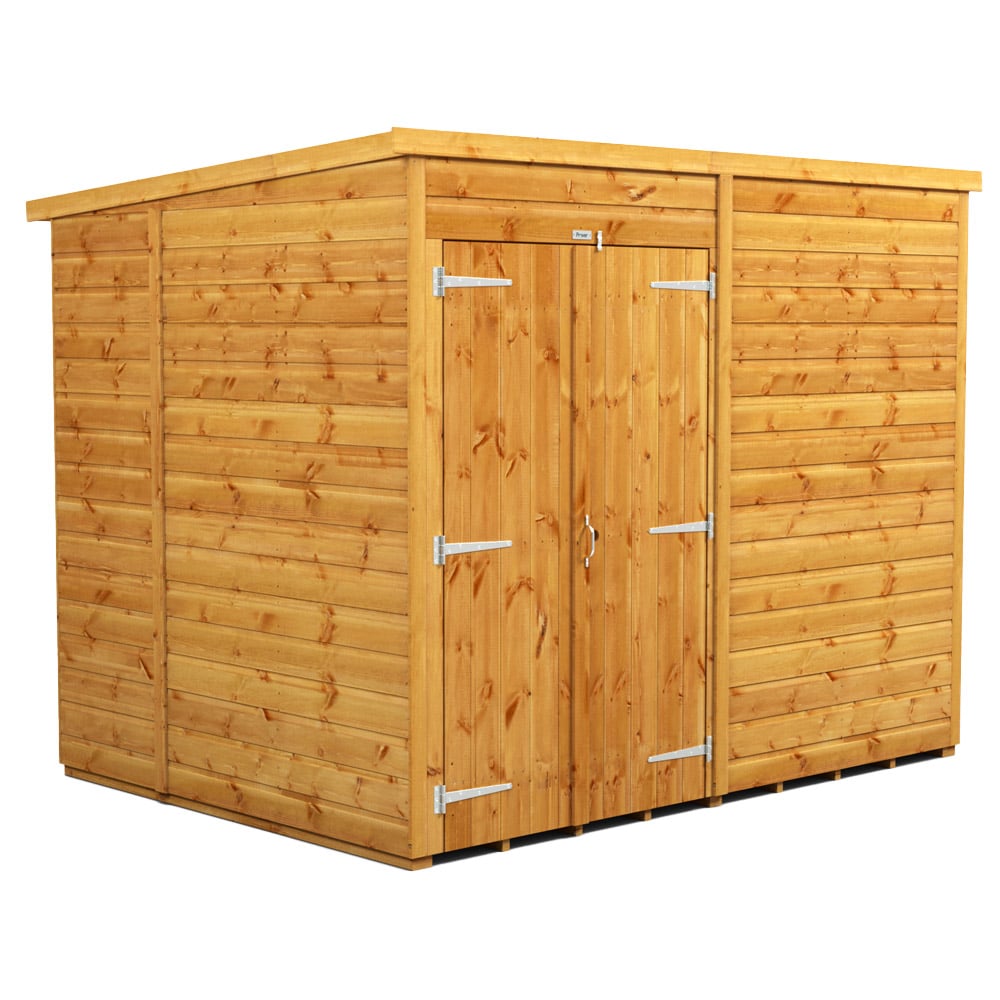 Power Sheds 8 x 6ft Double Door Pent Wooden Shed Image 1