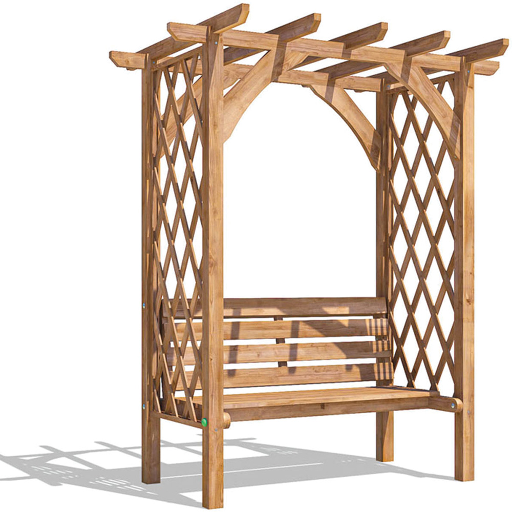 Dunster House Jasmine 2 Seater 6.5 x 5ft Brown Garden Pergola Arbour with Lattice Trellis Image 2