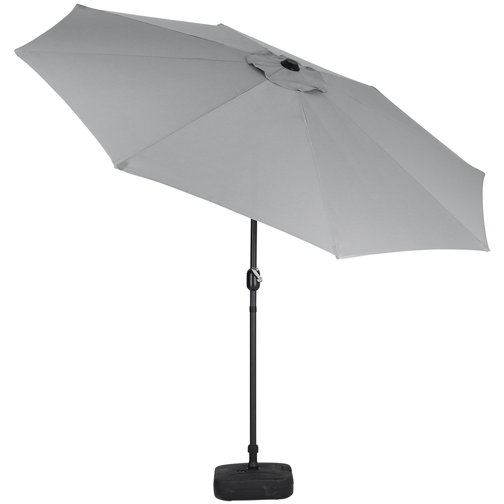 Living and Home Light Grey Round Crank Tilt Parasol with Plastic Fillable Base 3m Image 5