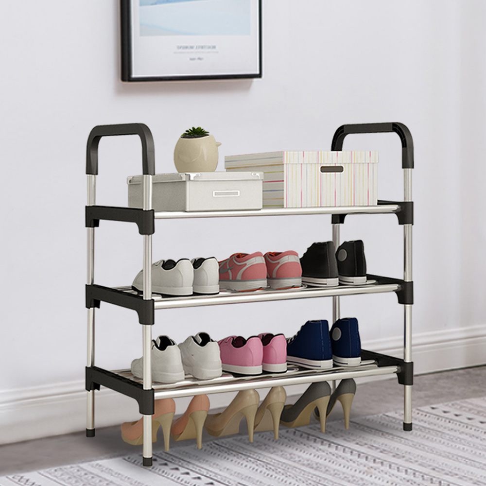 Living And Home WH0730 Black Metal Multi-Tier Shoe Rack Image 2