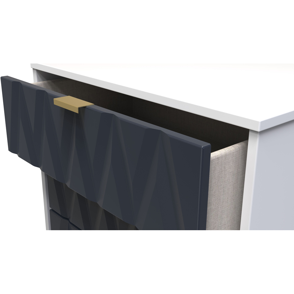 Crowndale Diamond 3 Drawer Indigo Matt and White Midi Chest of Drawers Ready Assembled Image 5
