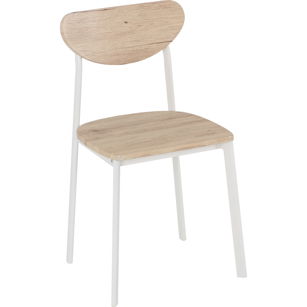 Seconique Riley Set of 2 White Light Oak Effect Veneer Dining Chair Image 3