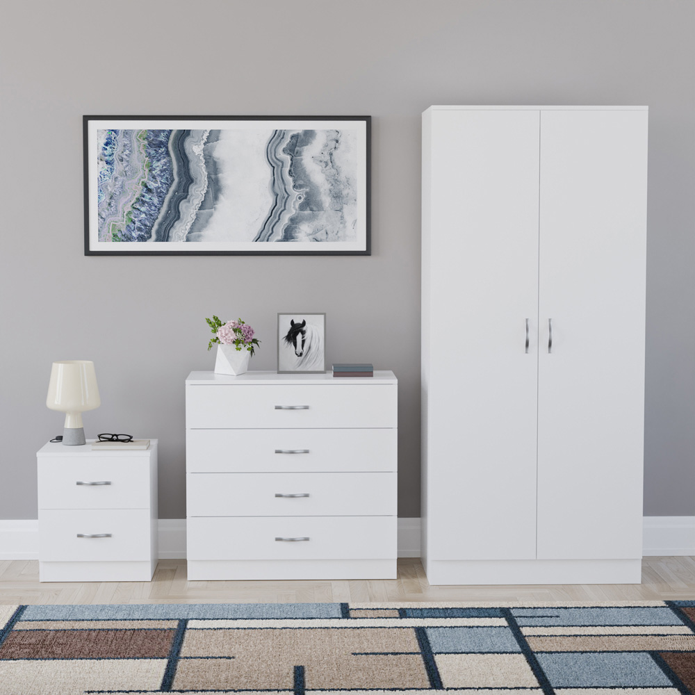 VIDA DESIGNS Riano White 3 Piece Bedroom Furniture Set Image 2