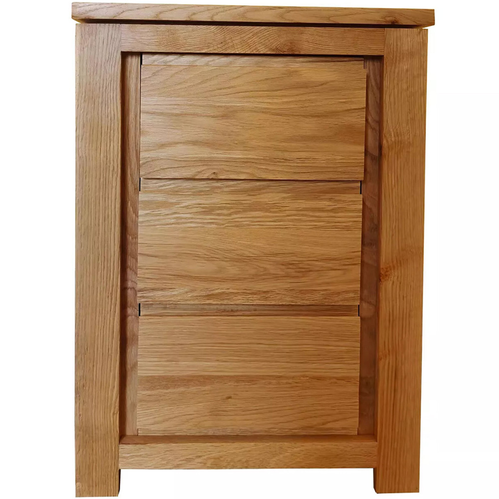 Furniture One 3 Drawer Oak Veneer Bedside Table Image 2