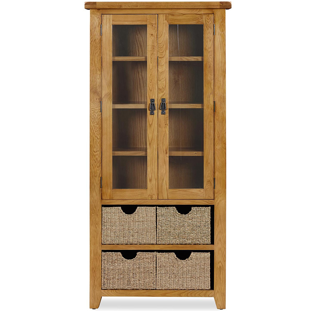 Kinsale 2 Door Oak Display Cabinet with Baskets Image 2