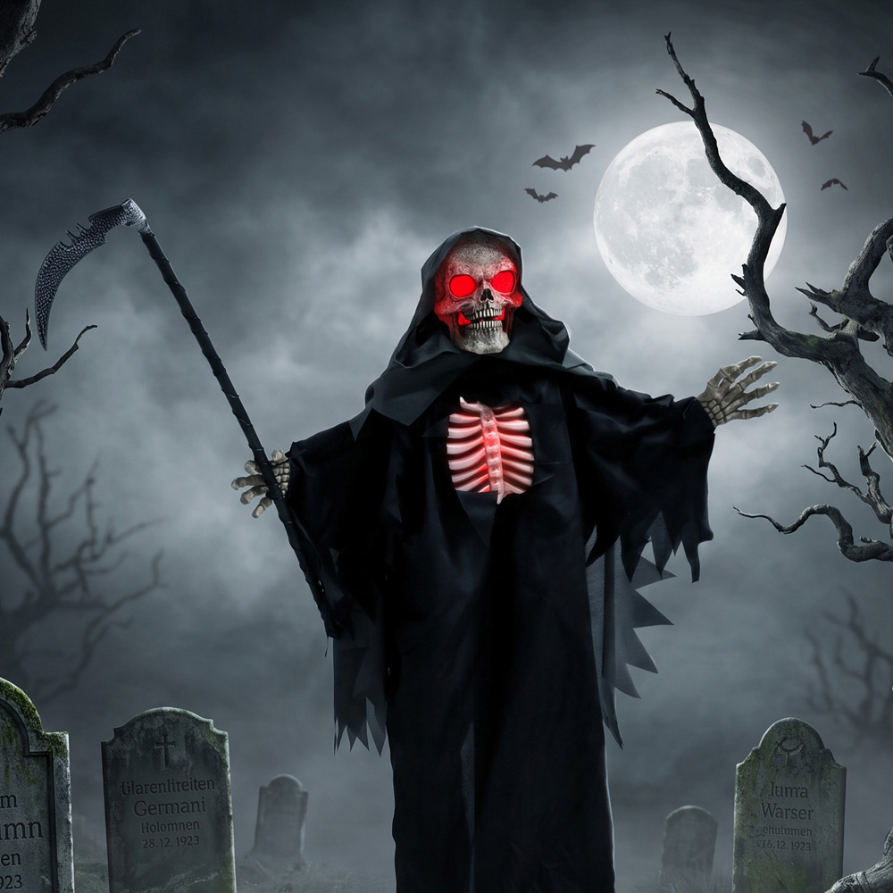 HOMCOM Light Up Life-Size Animated Grim Reaper Halloween Decoration 5.5ft Image 4