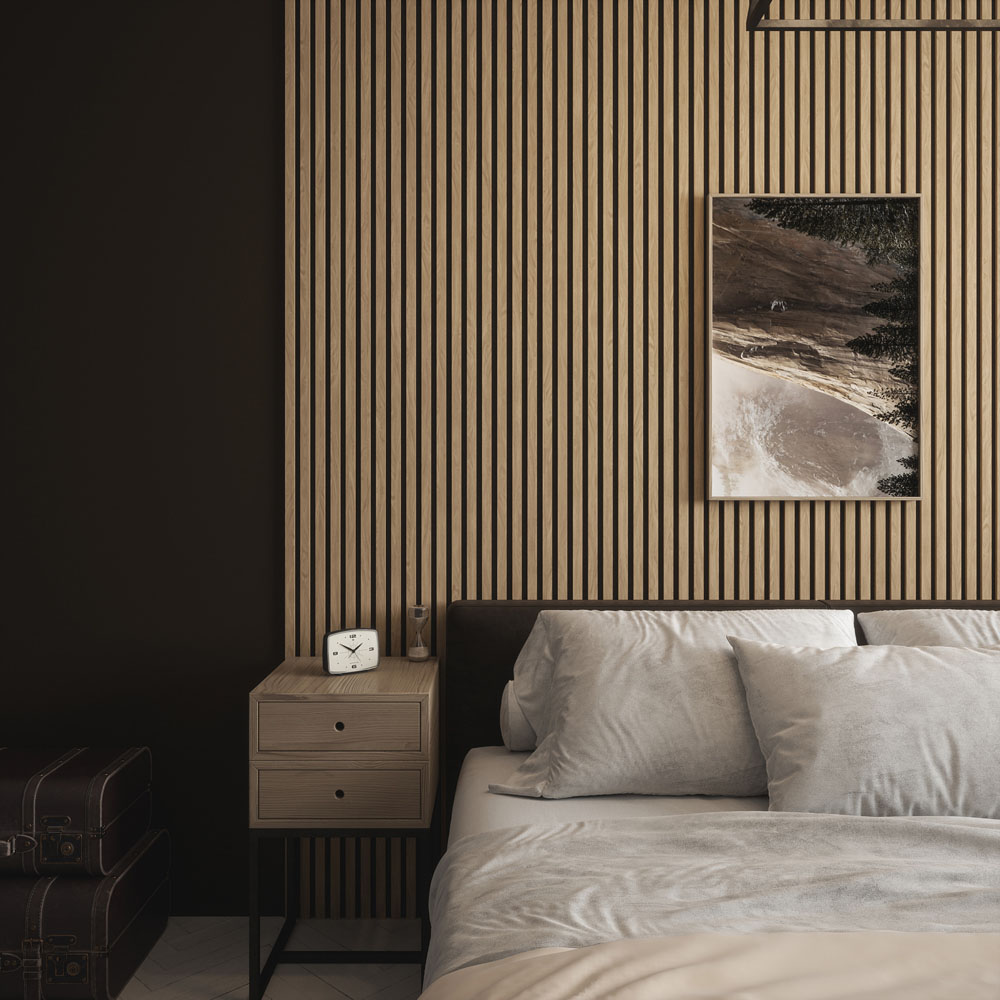 Kraus Easy Living Natural Oak Acoustic Slat Wall Panel 240 x 60cm Image 5