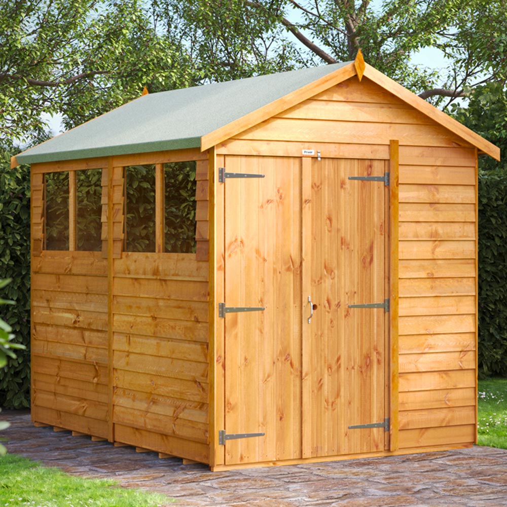 Power Sheds 8 x 6ft Double Door Overlap Apex Wooden Shed Image 2