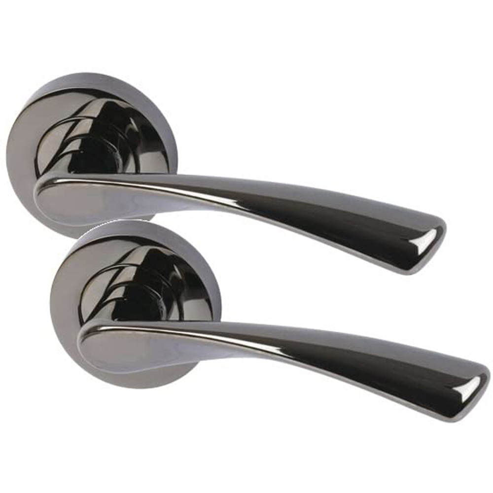 Golden Grace Metallic Black Astrid Modern Door Handle Set Image 2