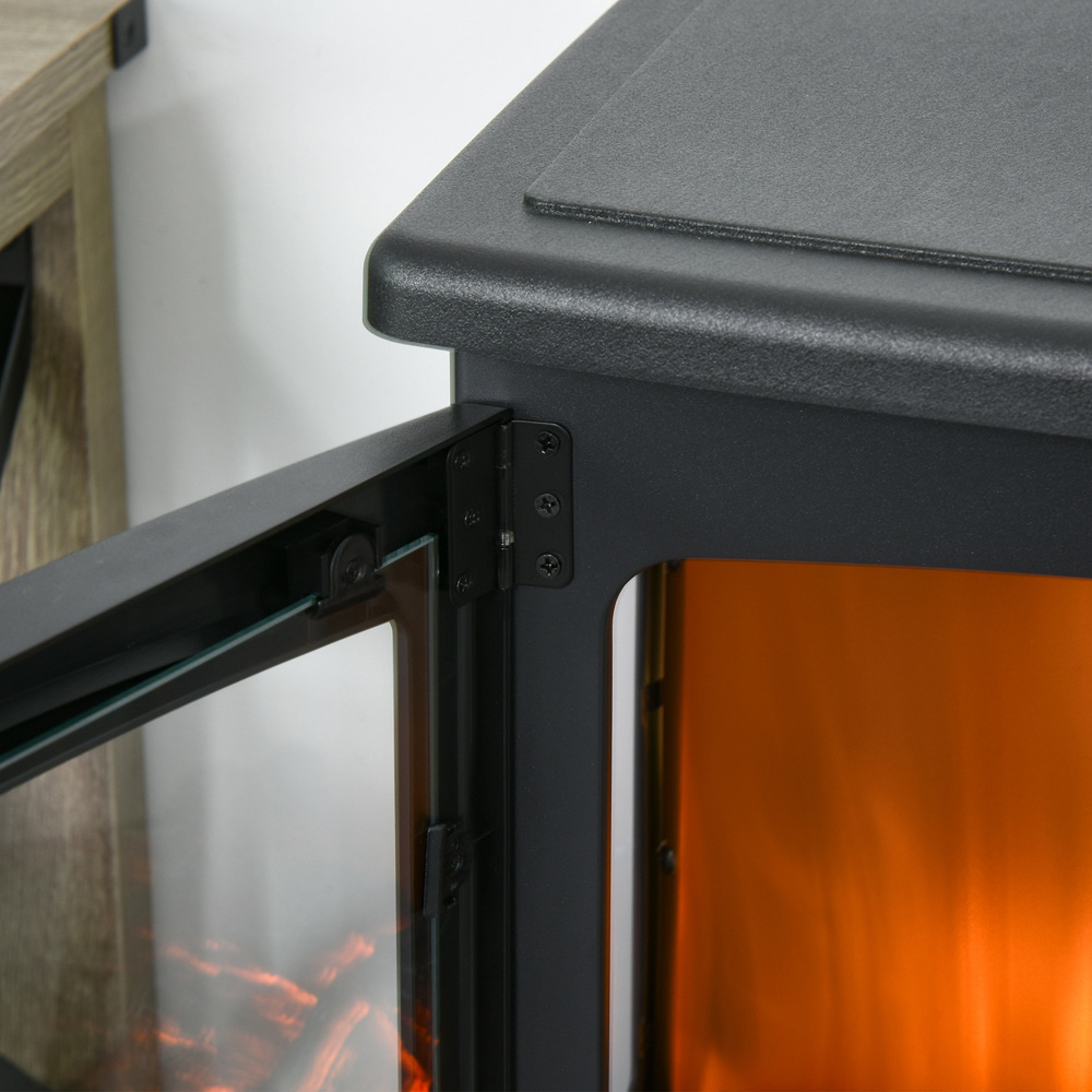 HOMCOM Ava Tempered Glass Electric Fireplace Heater 1800W Image 3