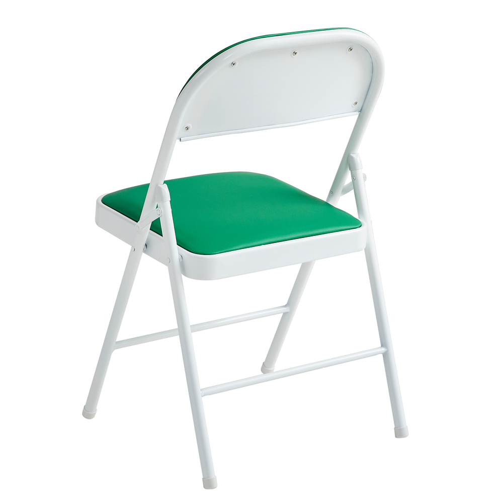 Set of 4 Green Padded Folding Metal Dining Chairs Image 4