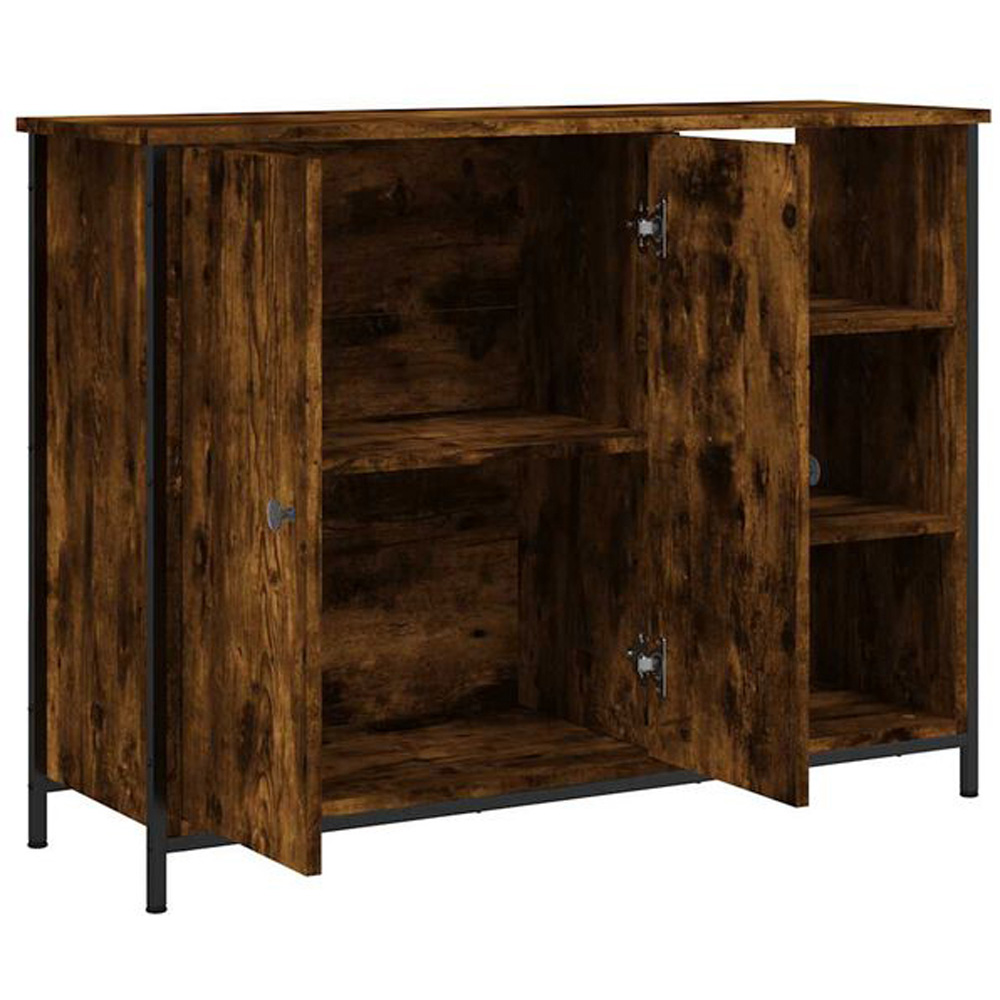 vidaXL 2 Door 3 Shelf Smoked Oak Sideboard Image 3