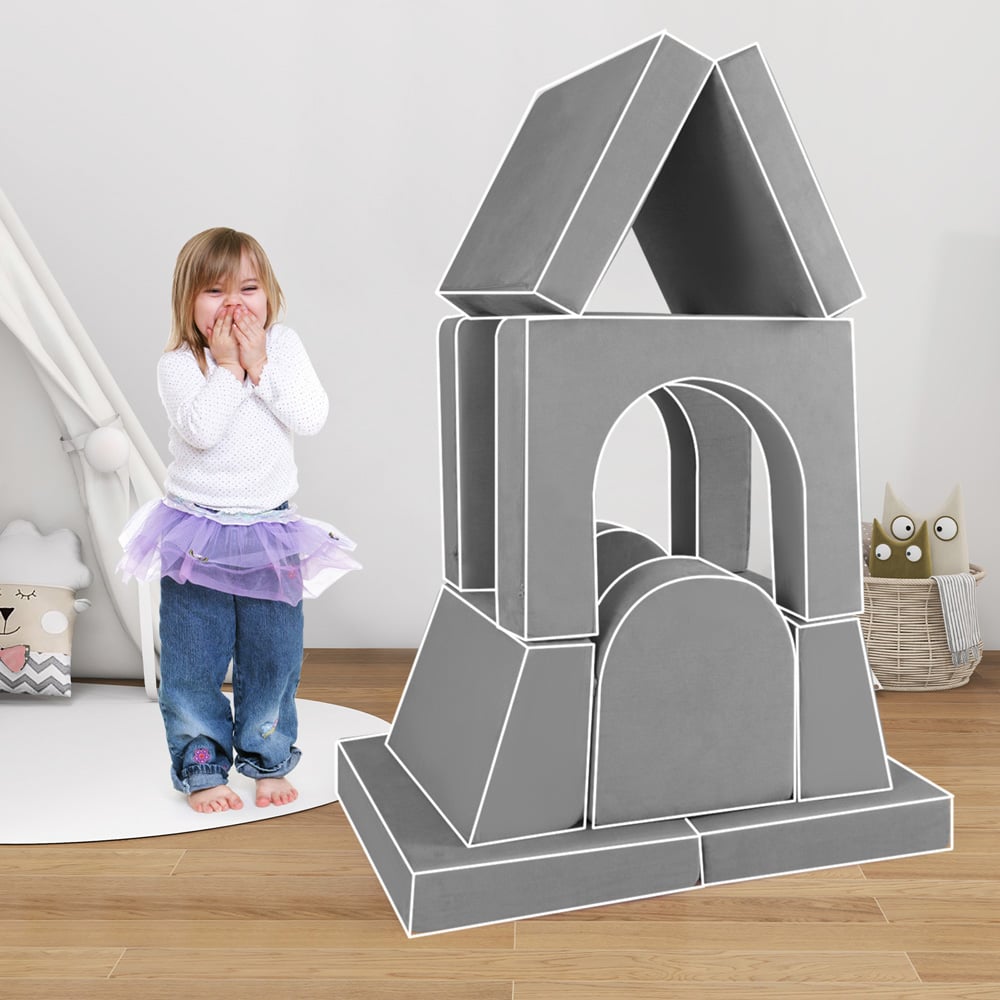 Costway Kids Grey 8 Piece Modular Kids Play Couch with Covers Image 5