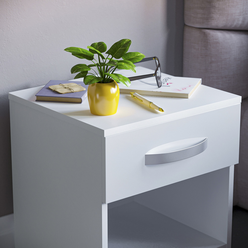 Vida Designs Hulio Single Drawer White Bedside Table Image 3