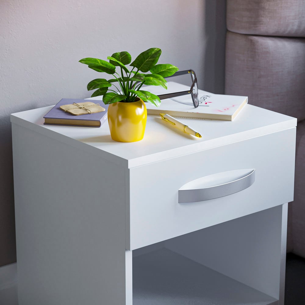 Vida Designs Hulio Single Drawer White Bedside Table Image 3