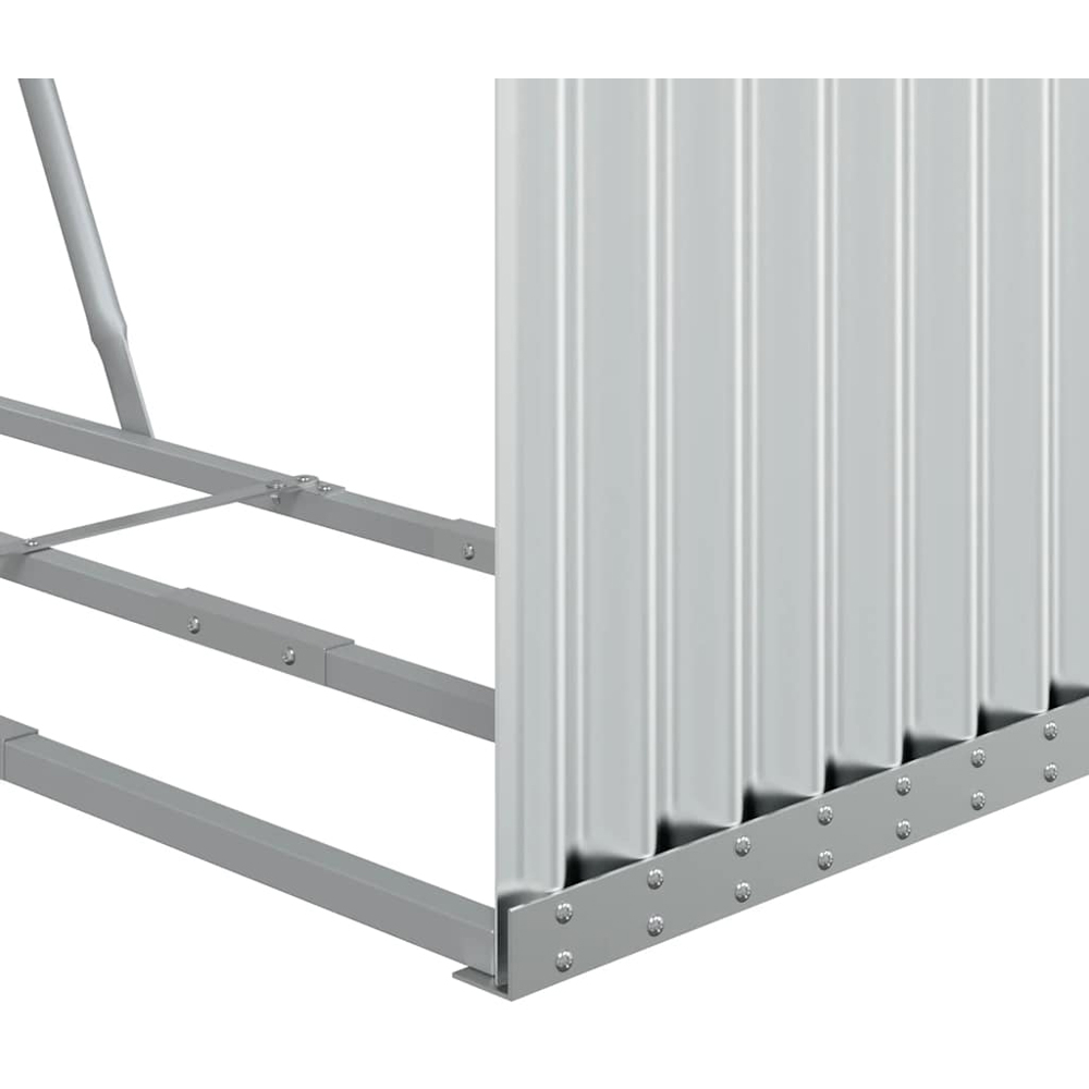 vidaXL Silver Galvanised Steel Firewood Log Holder 210 x 120 x 45cm Image 5