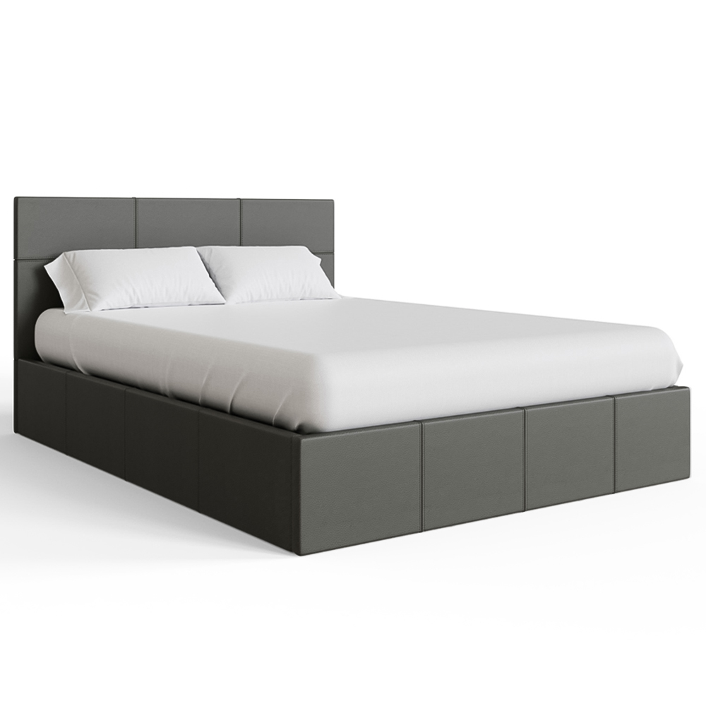 GFW Small Double Grey Faux Leather End Lift Ottoman Bed with Memory Pocket Spring Mattress Image 3