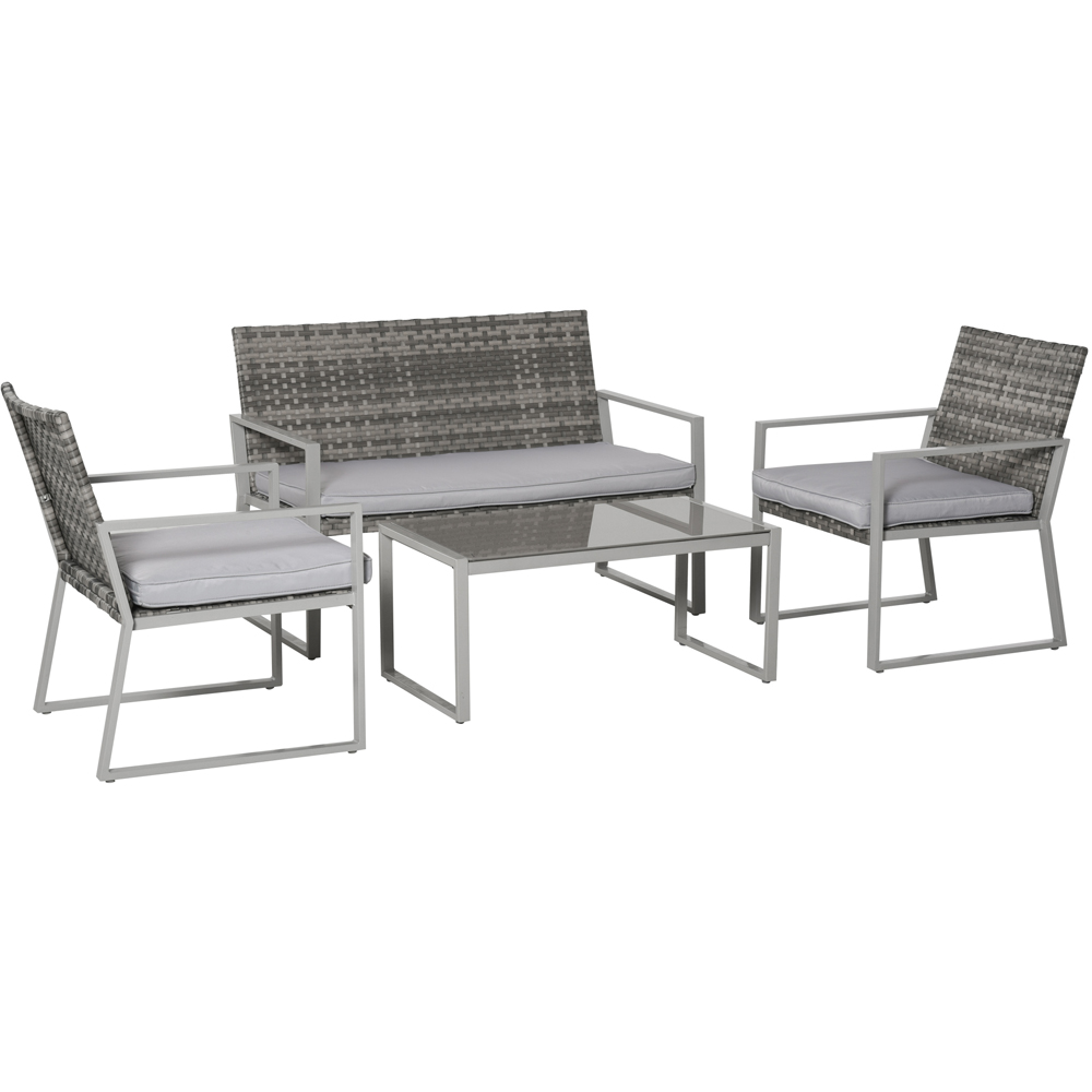 Outsunny 4 Seater Grey Rattan Sofa Patio Set Image 2